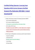 Certified Drilling Operator Licensing Exam  Questions With Correct Answers &lpar;Verified  Answers&rpar; Plus Rationales 2026 Q&A &vert; Instant  Download Pdf