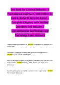 Test Bank for Criminal Behavior&colon; A  Psychological Approach&comma; 11th Edition by  Curt R&period; Bartol & Anne M&period; Bartol &ndash;  Complete Chapters with Verified  Questions and Answers &vert;  Comprehensive Criminology and  Psychology Exam Resource