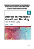 Success in Practical &sol; Vocational Nursing&comma; 10th Edition &ndash; Test Bank &lpar;Chapters 1&ndash;19&rpar; &vert; Exam Preparation Questions & Answers