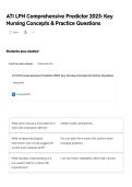 ATI LPN comprehensive predictor 2023 key nursing concept practice nuaExam Questions and verified Correct Answers 