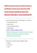AGMT Architectural Glass & Metal Technician  Certification Practice Exam Questions With  Correct Answers &lpar;Verified Answers&rpar; Plus  Rationales 2026 Q&A &vert; Instant Download Pdf 