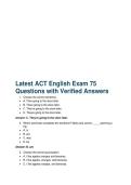 Latest ACT English Exam 75 Questions with Verified Answers&period;