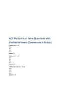 ACT Math Actual Exam Questions with Verified Answers &lpar;Guaranteed A Grade&rpar;