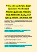 ATI Med-Surg Retake Exam  Questions And Correct  Answers &lpar;Verified Answers&rpar;  Plus Rationales 2026&sol;2027  Q&A &vert; Instant Download Pdf 