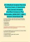 ATI Medical-Surgical Nursing  Practice Exam A Questions  And Correct Answers  &lpar;Verified Answers&rpar; Plus  Rationales 2026&sol;2027 Q&A &vert;  Instant Download Pdf