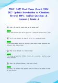 WGU D425 Final Exam &lpar;Latest 2026&sol; 2027 Update&rpar; Introduction to Chemistry Review&vert; 100&percnt; Verified Questions & Answers &vert; Grade A