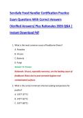 ServSafe Food Handler Certification Practice  Exam Questions With Correct Answers  &lpar;Verified Answers&rpar; Plus Rationales 2026 Q&A &vert;  Instant Download Pdf 