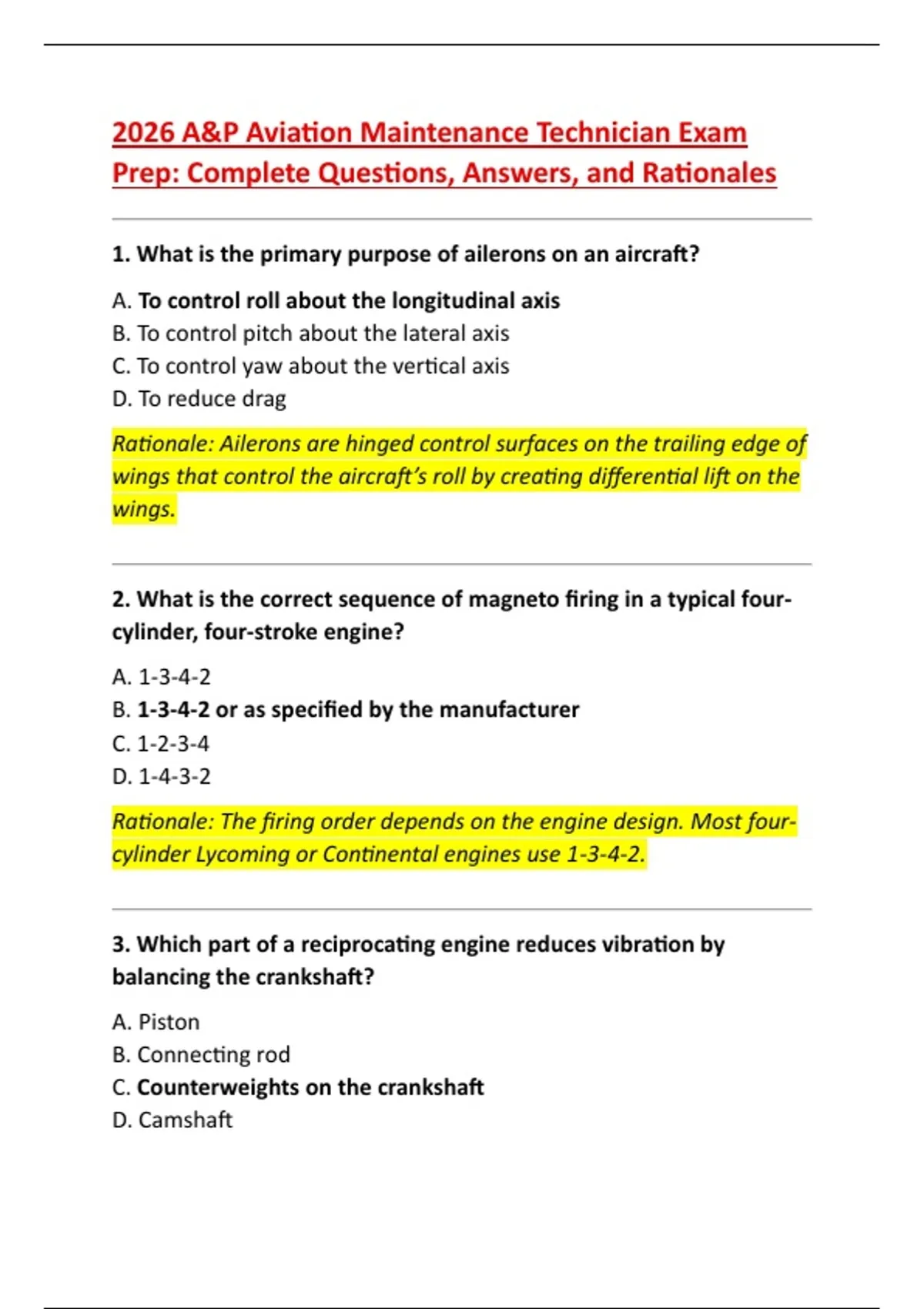 2026 A&P Aviation Maintenance Technician Exam Prep: Complete Questions ...