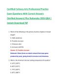 Certified Culinary Arts Professional Practice  Exam Questions With Correct Answers  &lpar;Verified Answers&rpar; Plus Rationales 2026 Q&A &vert;  Instant Download Pdf