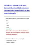 Certified Pastry Culinarian &lpar;CPC&rpar; Practice  Examination Questions With Correct Answers  &lpar;Verified Answers&rpar; Plus Rationales 2026 Q&A &vert;  Instant Download Pdf