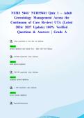 NURS 5461&sol; NURS5461 Quiz 1 &ndash; Adult Gerontology Management Across the Continuum of Care Review&vert; UTA &lpar;Latest 2026&sol; 2027 Update&rpar; 100&percnt; Verified Questions & Answers &vert; Grade A