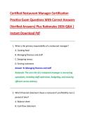 Certified Restaurant Manager Certification  Practice Exam Questions With Correct Answers  &lpar;Verified Answers&rpar; Plus Rationales 2026 Q&A &vert;  Instant Download Pdf 