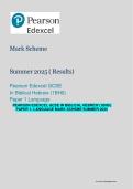Pearson Edexcel GCSE Biblical Hebrew &lpar;1BH0&rpar; &ndash; Paper 1 Language Mark Scheme Summer 2025