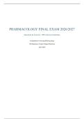 Comprehensive Nursing Pharmacology Final Exam April 2026&sol;2027 &ndash; Questions and Answers Complete Exam Material