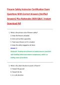 Firearm Safety Instructor Certification Exam  Questions With Correct Answers &lpar;Verified  Answers&rpar; Plus Rationales 2026 Q&A &vert; Instant  Download Pdf 