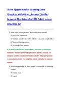 Alarm System Installer Licensing Exam  Questions With Correct Answers &lpar;Verified  Answers&rpar; Plus Rationales 2026 Q&A &vert; Instant  Download Pdf