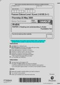 Pearson Edexcel GCSE in Arabic &lpar;Level 1&sol;2&comma; 1AA0&rpar; &ndash; Paper 3 Reading and Understanding in Arabic Foundation Tier Questions May 2025