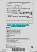 Pearson Edexcel GCSE in Arabic &lpar;Level 1&sol;2&comma; 1AA0&rpar; &ndash; Paper 1 Listening and Understanding in Arabic Higher Tier Questions May 2025