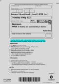 Pearson Edexcel GCSE in German &lpar;Level 1&sol;2&comma; 1GN0&rpar; &ndash; Paper 3 Reading and Understanding in German Higher Tier Questions May 2025