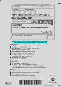 Pearson Edexcel GCSE in German &lpar;Level 1&sol;2&comma; 1GN0&rpar; &ndash; Paper 3 Reading and Understanding in German Foundation Tier Questions May 2025