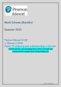 Pearson Edexcel GCSE in German &lpar;1GN0&rpar; &ndash; Paper 1H Listening and Understanding in German Mark Scheme Summer 2025
