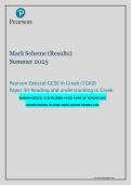 Pearson Edexcel GCSE in Greek &lpar;1GK0&rpar; &ndash; Paper 3H Reading and Understanding in Greek Mark Scheme Summer 2025