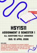 HSY1511 Assignment 2 Semester 1 Memo &vert; Due 10 April 2026