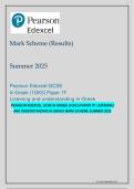 Pearson Edexcel GCSE in Greek &lpar;1GK0&rpar; &ndash; Paper 1F Listening and Understanding in Greek Mark Scheme Summer 2025