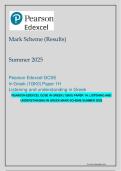 Pearson Edexcel GCSE in Greek &lpar;1GK0&rpar; &ndash; Paper 1H Listening and Understanding in Greek Mark Scheme Summer 2025
