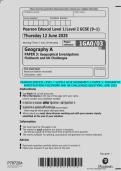 Pearson Edexcel GCSE in Geography A &lpar;Level 1&sol;2&comma; 1GA0&rpar; &ndash; Paper 3 Geography Investigations&colon; Fieldwork and UK Challenges Questions June 2025