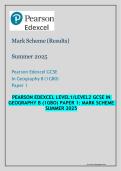 Pearson Edexcel GCSE in Geography B &lpar;1GB0&rpar; &ndash; Paper 1 Global Geographical Issues Mark Scheme Summer 2025