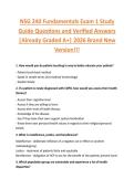 NSG 240 Fundamentals Exam 1 Study  Guide Questions and Verified Answers  &vert;Already Graded A&plus;&vert; 2026 Brand New  Version&excl;&excl;&excl;  