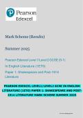 Pearson Edexcel GCSE in English Language 2&period;0 &lpar;1EN2&rpar; &ndash; Paper 1 Non-Fiction Texts Mark Scheme Summer 2025