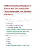 Certified Pool Operator &lpar;CPO&rpar; Practice Exam  Questions With Correct Answers &lpar;Verified  Answers&rpar; Plus Rationales 2026 Q&A &vert; Instant  Download Pdf 