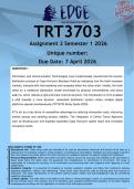 TRT3703 Assignment 2 &lpar;ANSWERS&rpar; Semester 1 2026 - DISTINCTION GUARANTEED