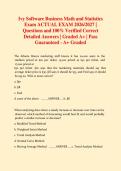 Ivy Software Business Math and Statistics  Exam ACTUAL EXAM 2026&sol;2027 &vert;  Questions and 100&percnt; Verified Correct  Detailed Answers &vert; Graded A&plus; &vert; Pass  Guaranteed - A&plus; Graded 