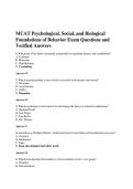 MCAT Psychological&comma; Social&comma; and Biological Foundations of Behavior Exam Questions and Verified Answers