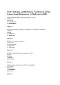 MCAT Biological and Biochemical Foundation of Living Systems Exam Questions and Verified Answers 2026