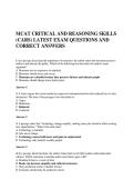 MCAT CRITICAL AND REASONING SKILLS &lpar;CARS&rpar; LATEST EXAM QUESTIONS AND CORRECT ANSWERS