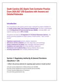South Carolina &lpar;SC&rpar; Septic Tank Contractor Practice  Exam 2026-2027 &sol;250 Questions with Answers and  Detailed Rationales 