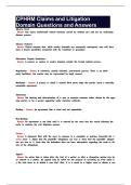 CPHRM Claims and Litigation Domain Questions and Answers