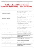 Med Surg Exam&num;3 Meds Complete Questions And Answers Latest Update 2026&period;