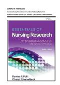 COMPLETE TEST BANK Essentials of Nursing Research&colon; Appraising Evidence for Nursing Practice Tenth&comma;  North American Edition by Denise Polit&comma; Cheryl Beck &vert;&vert; ALL CHAPTERS &vert;&vert;VERIFIED ANSWERS