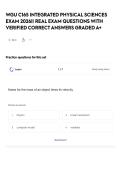 WGU C165 Integrated Physical Sciences Exam 2026 &vert; Real Exam Questions with Verified Correct Answers &vert; Graded A&plus;