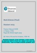 Pearson Edexcel GCSE in History &lpar;1HI0&rpar; &ndash; Paper B3 British Depth Study&colon; Henry VIII and His Ministers&comma; 1509&ndash;1540 Mark Scheme Summer 2025
