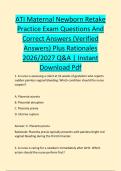 ATI Maternal Newborn Retake  Practice Exam Questions And  Correct Answers &lpar;Verified  Answers&rpar; Plus Rationales  2026&sol;2027 Q&A &vert; Instant  Download Pdf