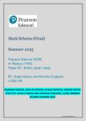 Pearson Edexcel GCSE in History &lpar;1HI0&rpar; &ndash; Paper B1 British Depth Study&colon; Anglo-Saxon and Norman England&comma; c1060&ndash;88 Mark Scheme Summer 2025