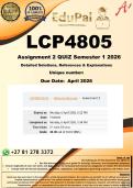 LCP4805 Assignment 2 QUIZ &lpar;COMPLETE ANSWERS&rpar; Semester 1 2026 - DUE 2026