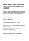 RN ADULT MEDICAL SURGICAL PROCTORED CERTIFICATION EVALUATION 2026 SOLVED QUESTIONS