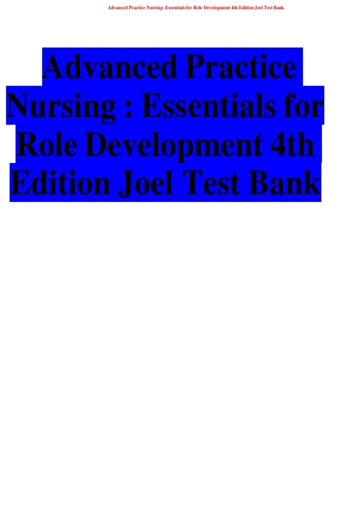Advanced Practice Nursing Essentials for Role Development 4th Edition ...